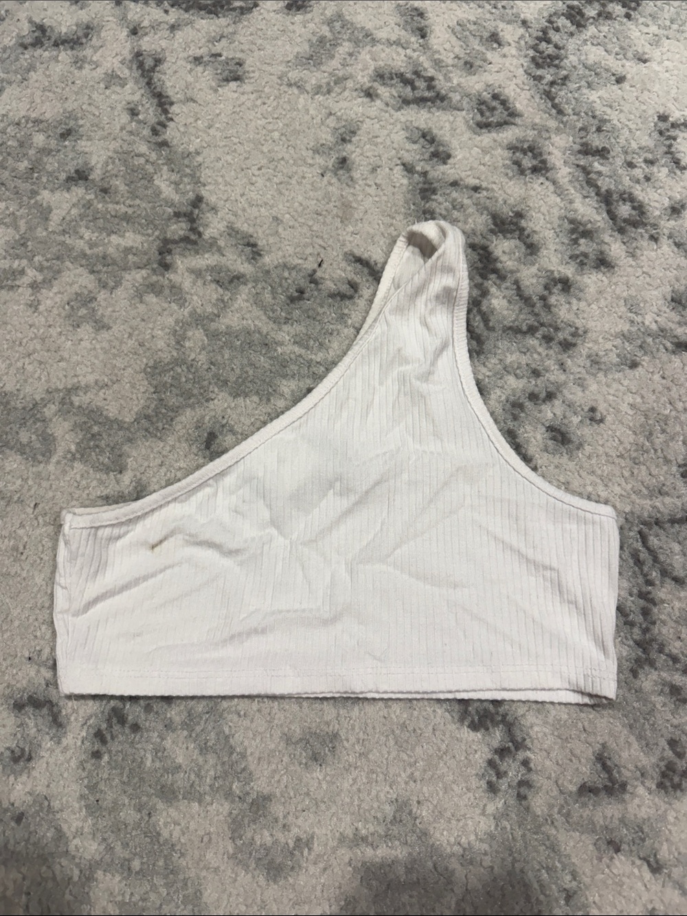 LF White Ribbed One-Shoulder Crop Top - Picture 2 of 2